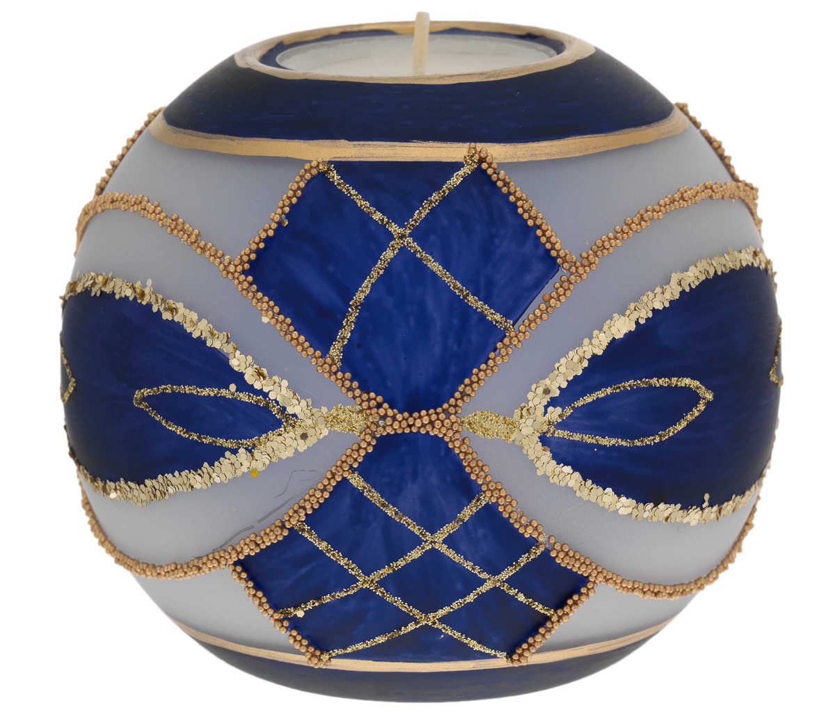Sfera d. 100 blu con tealight mm 38